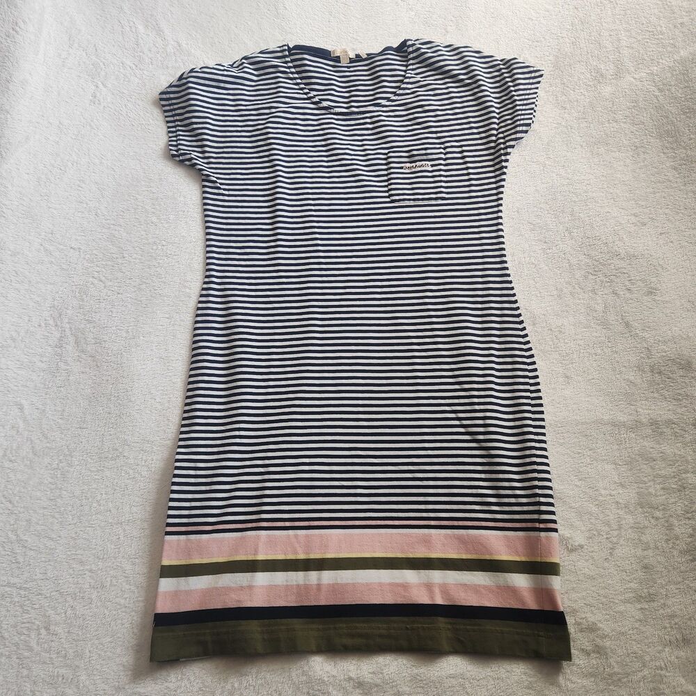 Barbour Harewood Stripe T-Shirt Dress Navy Multi Colorblock Size US 10 EUC